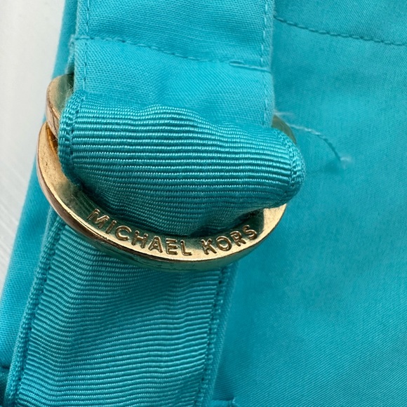 Michael Michael Kors Turquoise Flat Front Shorts Belted Size 12 - Picture 8 of 9